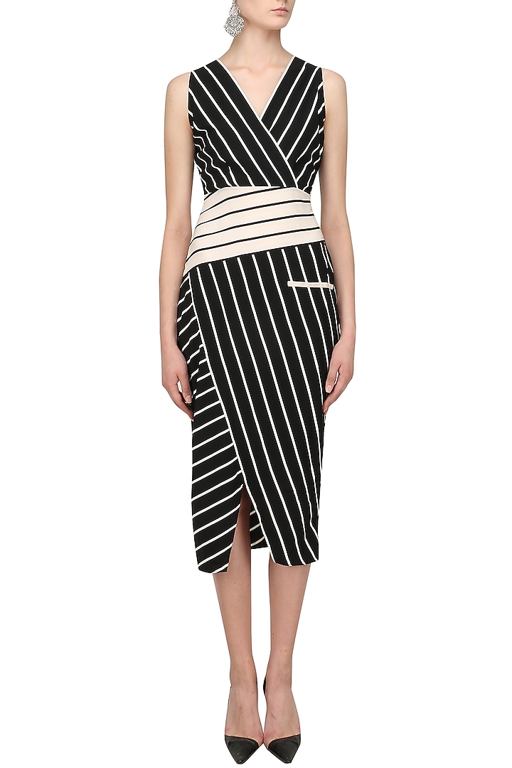 Black Striped Fitted Dress available only at Pernia's Pop Up Shop.
