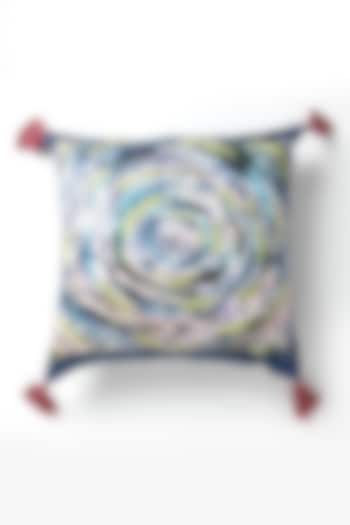 Blue Silk Mushroo Abstract Handpainted Cushion

 by Vvyom
