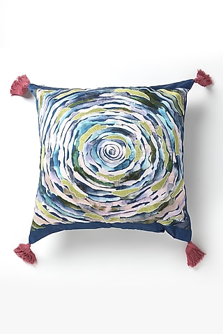 Blue Silk Mushroo Abstract Handpainted Cushion

 by Vvyom