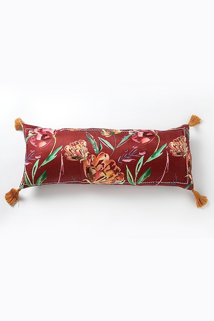 Red Silk Mushroo Floral Handpainted Cushion

 by Vvyom