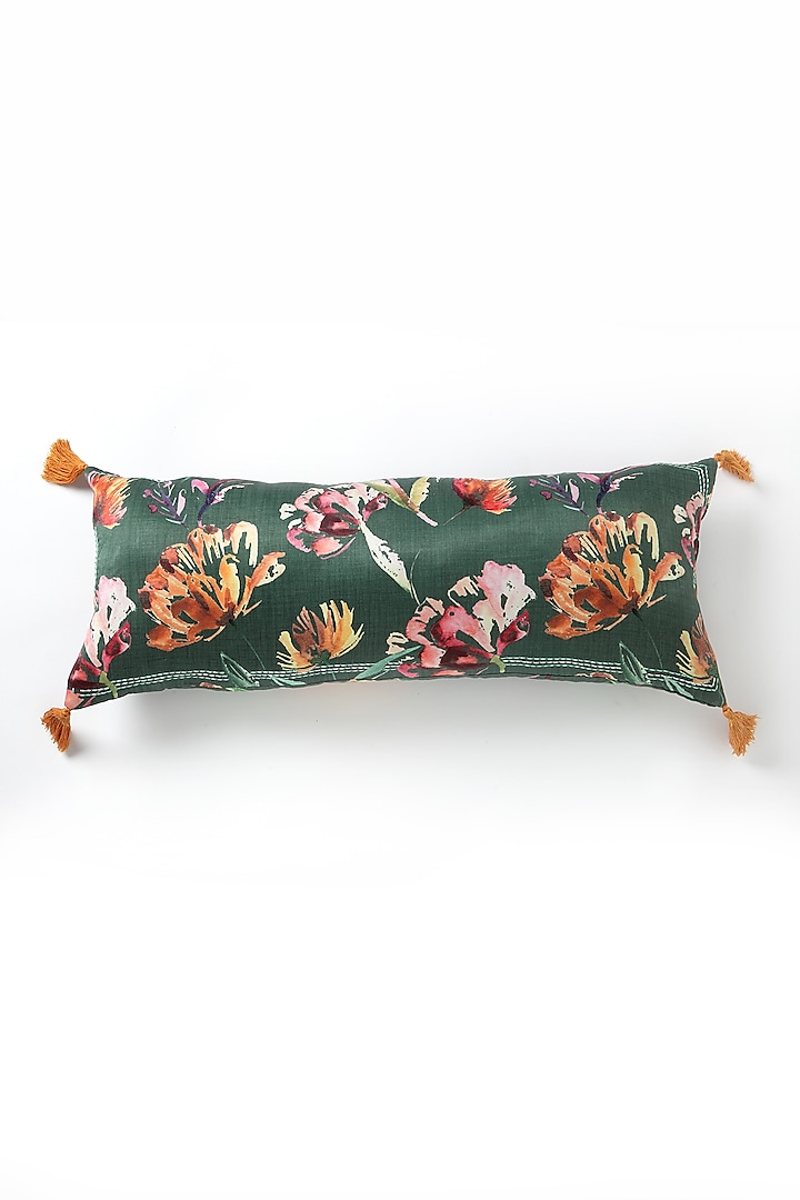 Green Silk Mushroo Floral Handpainted Cushion

 by Vvyom at Pernia's Pop Up Shop