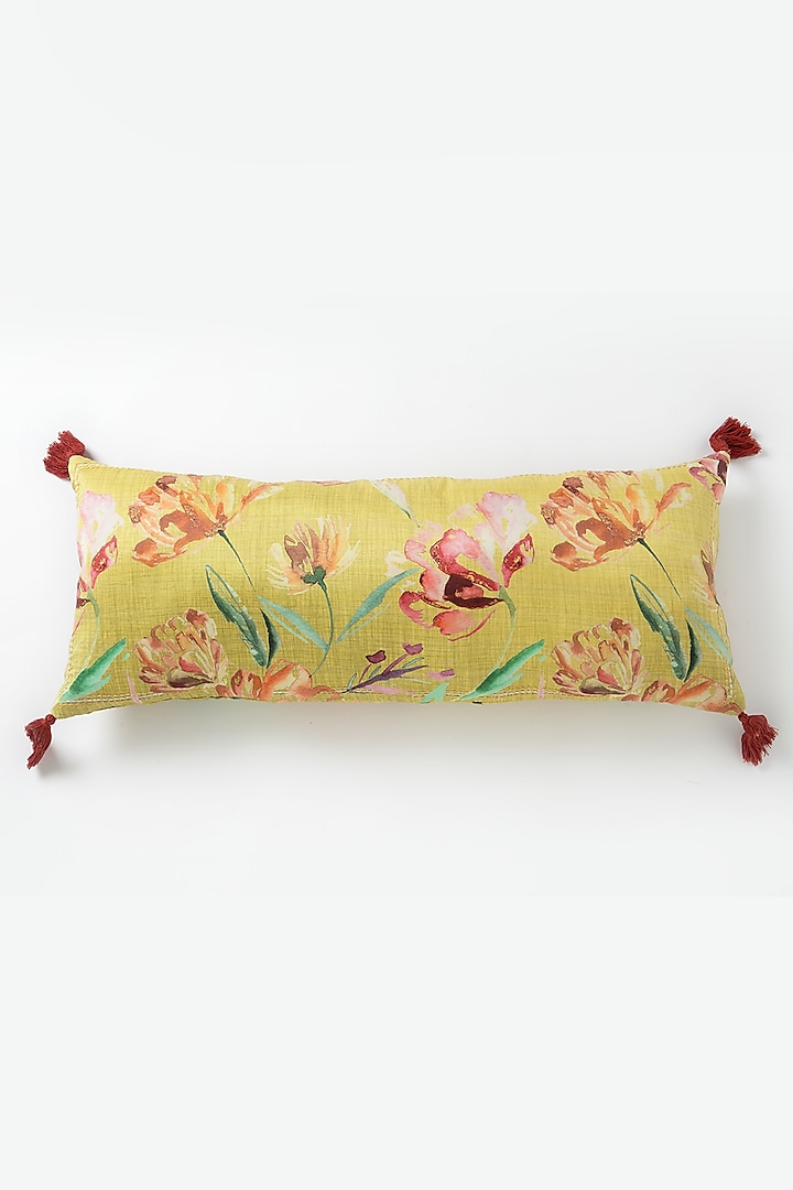 Yellow Silk Mushroo Floral Handpainted Cushion

 by Vvyom