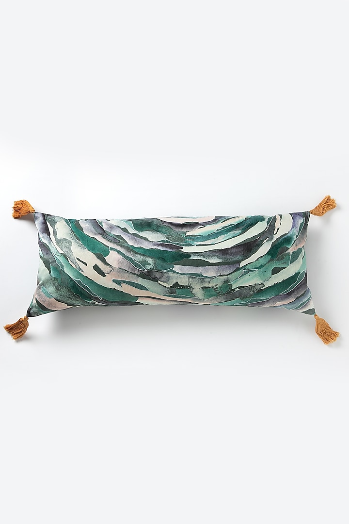 Green Silk Mushroo Abstract Handpainted Cushion

 by Vvyom