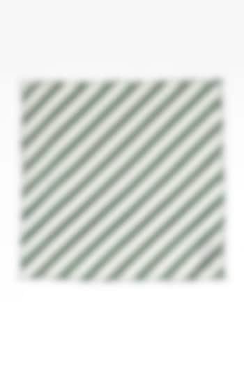 Green Linen Cotton Striped Napkin Set by Vvyom