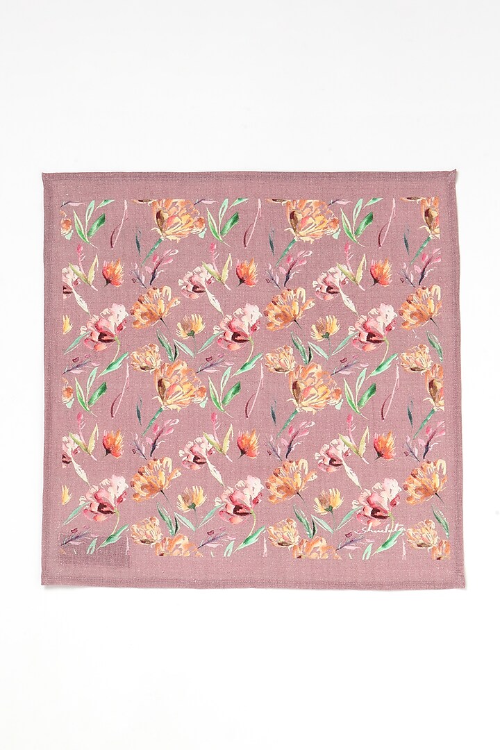 Pink Linen Cotton Hand Painted Napkin (Set of 4) by Vvyom at Pernia's Pop Up Shop