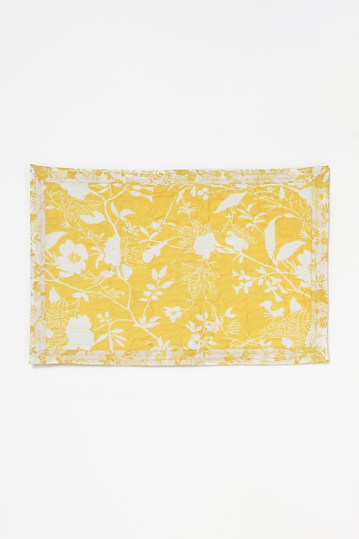 Yellow Cotton Table Mat (Set of 4) by Vvyom at Pernia's Pop Up Shop