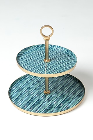 Aqua Aluminium Metal Hand Painted Dessert Stand by Vvyom