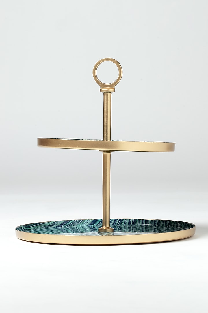 Aqua Aluminium Metal Hand Painted Dessert Stand by Vvyom at Pernia's Pop Up Shop