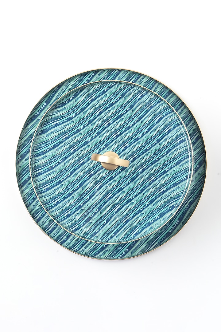 Aqua Aluminium Metal Hand Painted Dessert Stand by Vvyom at Pernia's Pop Up Shop