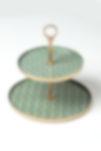 Green Aluminium Metal Hand Painted Dessert Stand by Vvyom