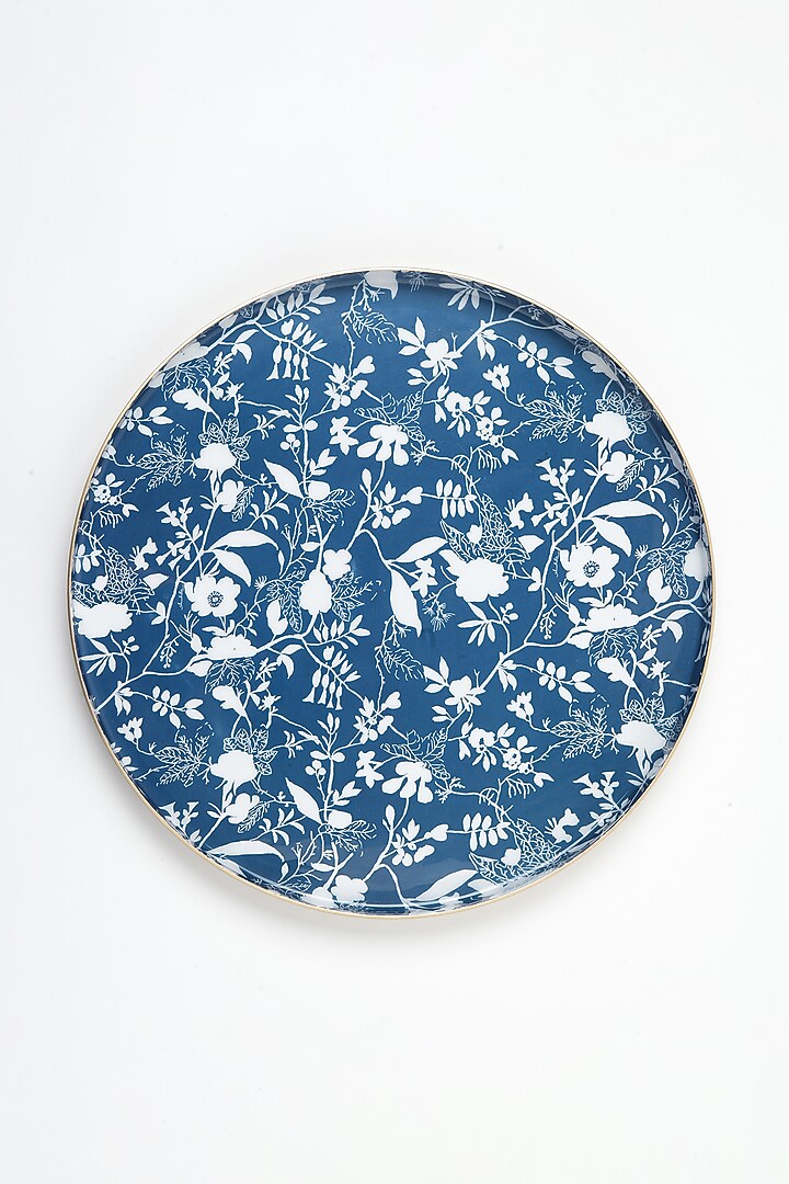Blue Aluminium Metal Tray (Set of 2) by Vvyom at Pernia's Pop Up Shop