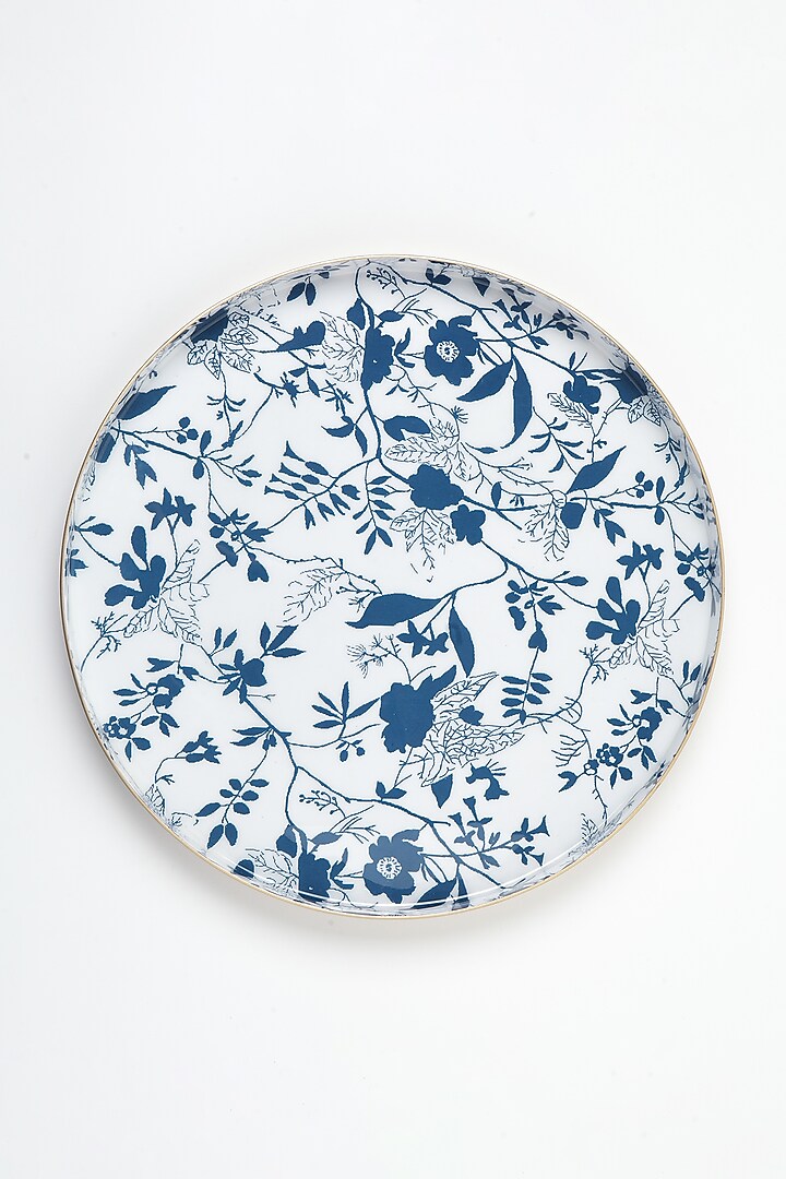 Blue Aluminium Metal Tray (Set of 2) by Vvyom at Pernia's Pop Up Shop