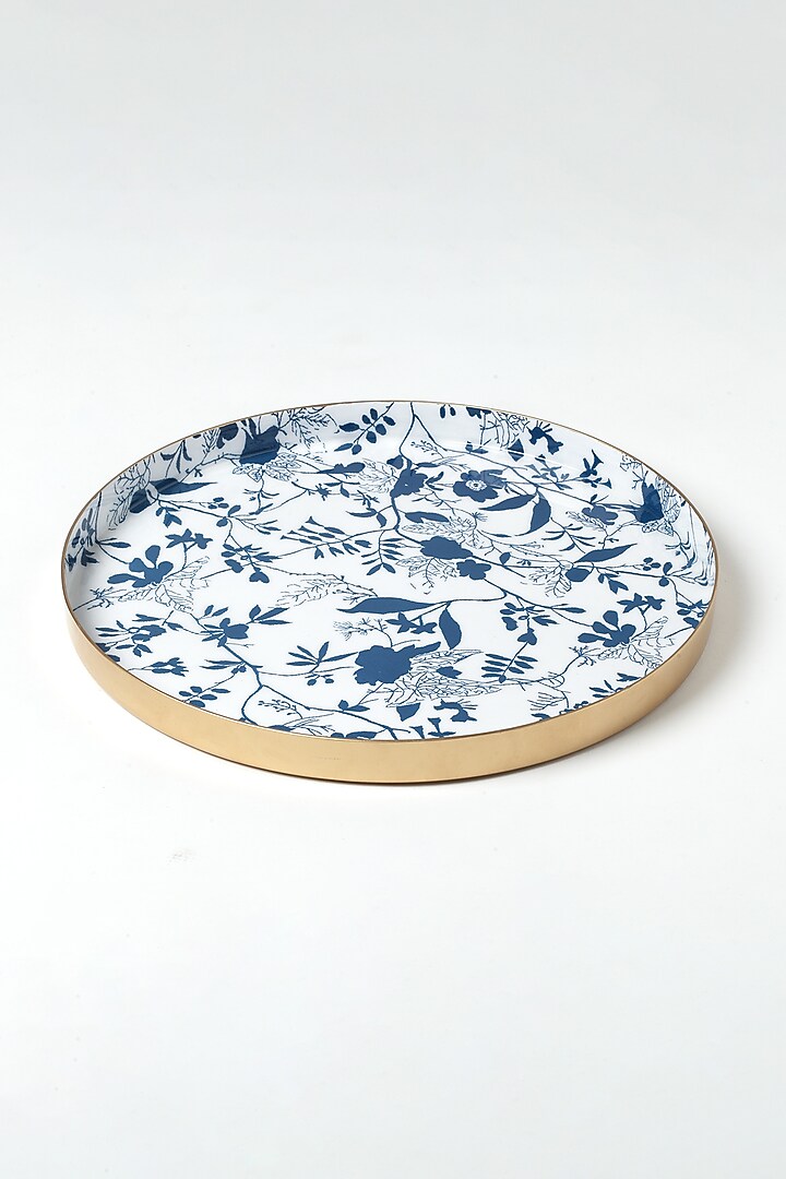 Blue Aluminium Metal Tray (Set of 2) by Vvyom at Pernia's Pop Up Shop
