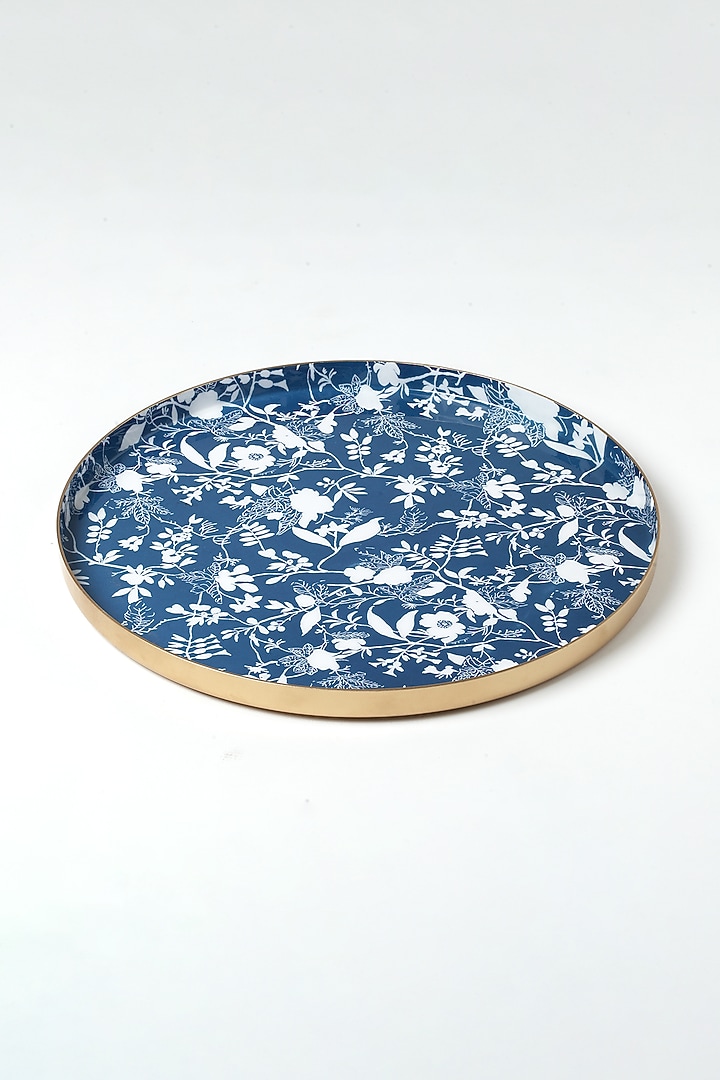 Blue Aluminium Metal Tray (Set of 2) by Vvyom at Pernia's Pop Up Shop