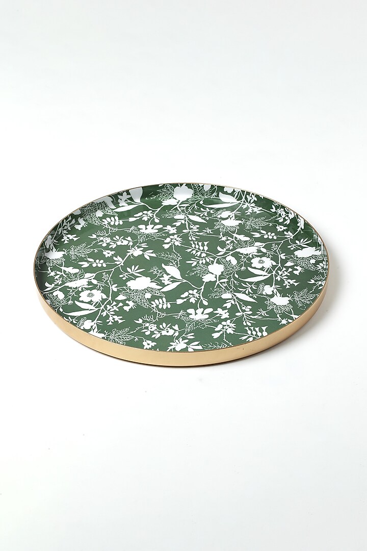 Green Aluminium Metal Tray (Set of 2) by Vvyom at Pernia's Pop Up Shop