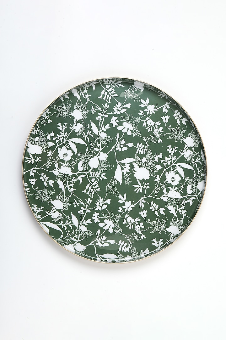 Green Aluminium Metal Tray (Set of 2) by Vvyom at Pernia's Pop Up Shop