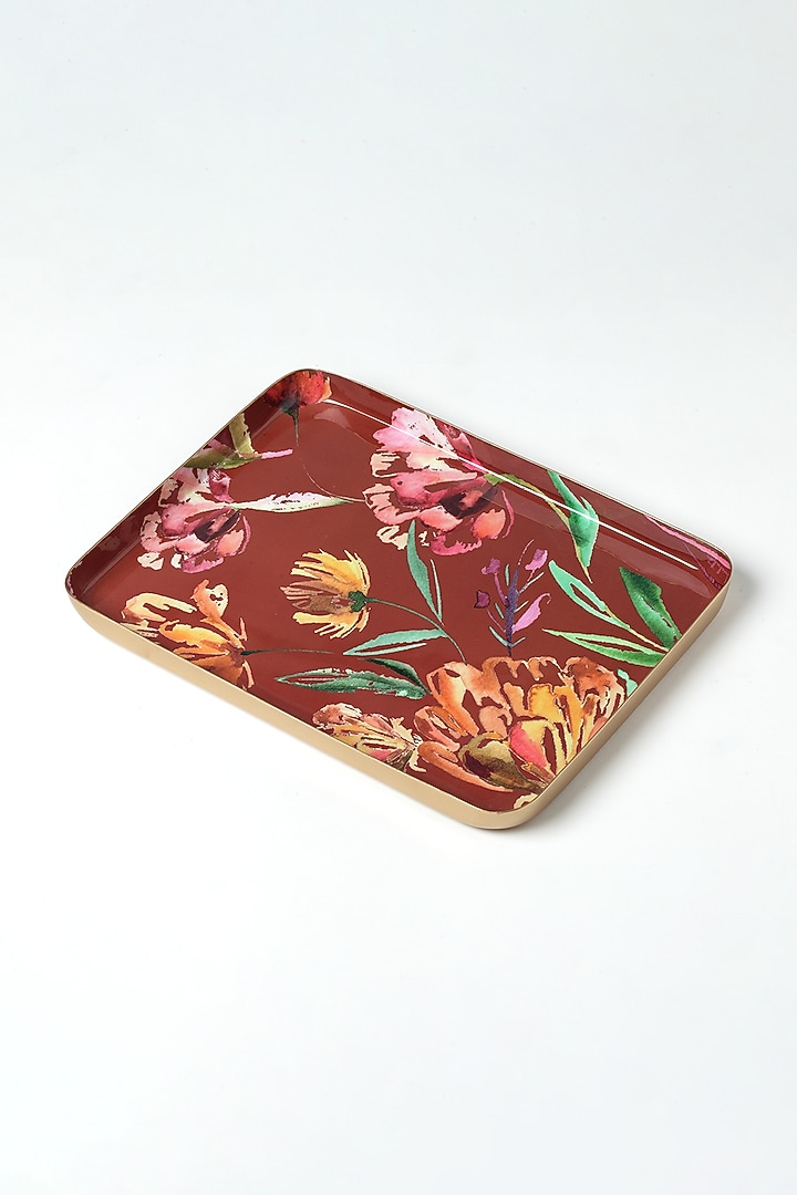 Red Aluminium Metal Tray (Set of 2) by Vvyom at Pernia's Pop Up Shop