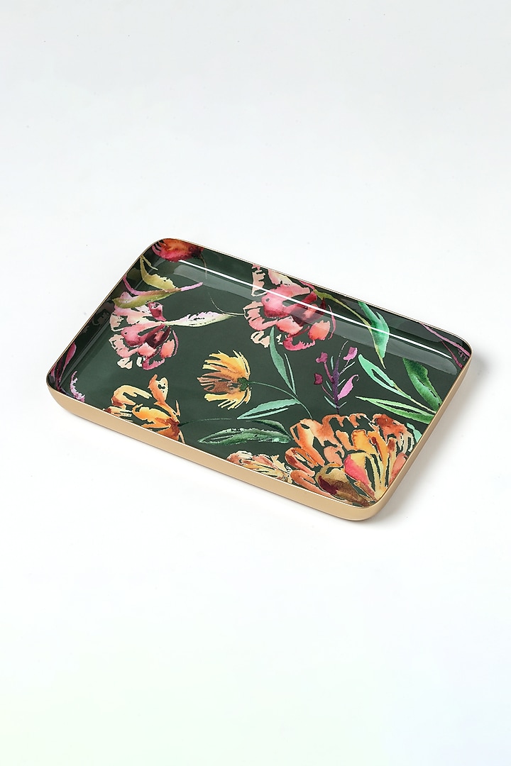 Green Aluminium Metal Tray (Set of 2) by Vvyom at Pernia's Pop Up Shop