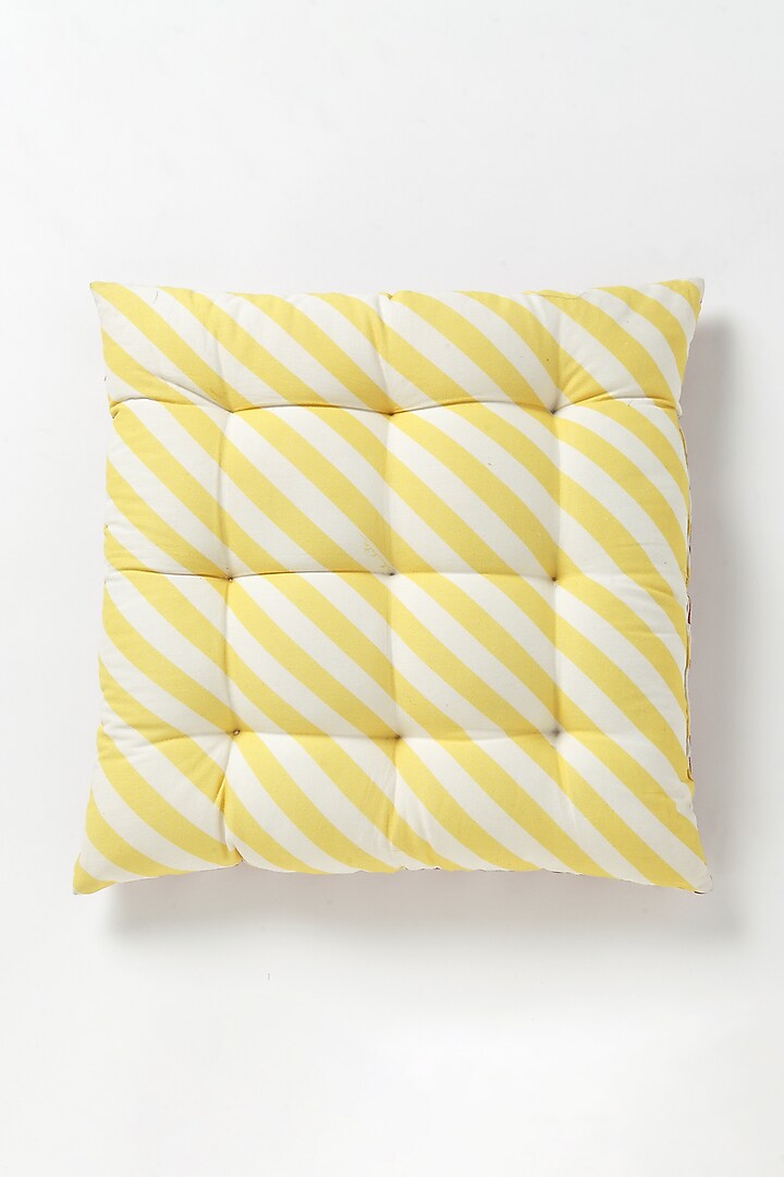 Red Cotton Color Blocked Striped Cushion by Vvyom at Pernia's Pop Up Shop
