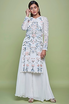 Ivory Embroidered Sharara Set by Vyasa By Urvi-SHOP BY STYLE