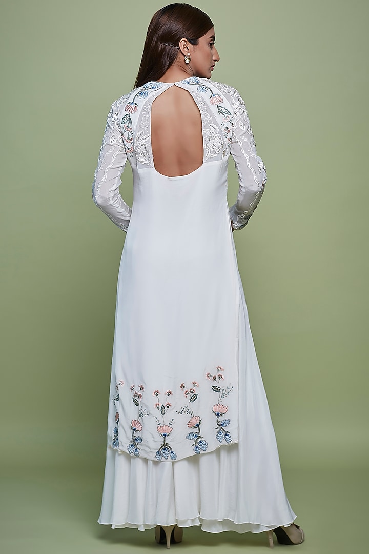 Ivory Embroidered Wedding Sharara Set by Vyasa By Urvi at Pernia's Pop Up Shop