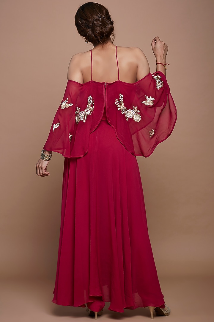 Hot Pink Off Shoulder Pant Set by Vyasa By Urvi at Pernia's Pop Up Shop