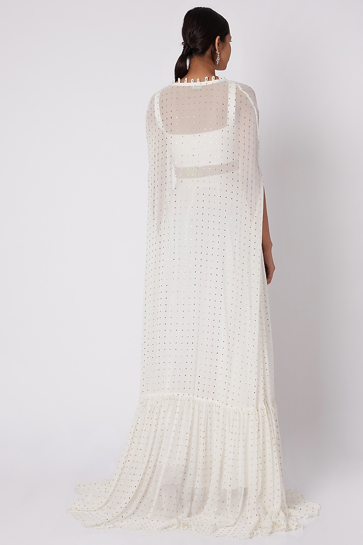 Ivory Hand Embroidered Cape Set by Vyasa By Urvi at Pernia's Pop Up Shop