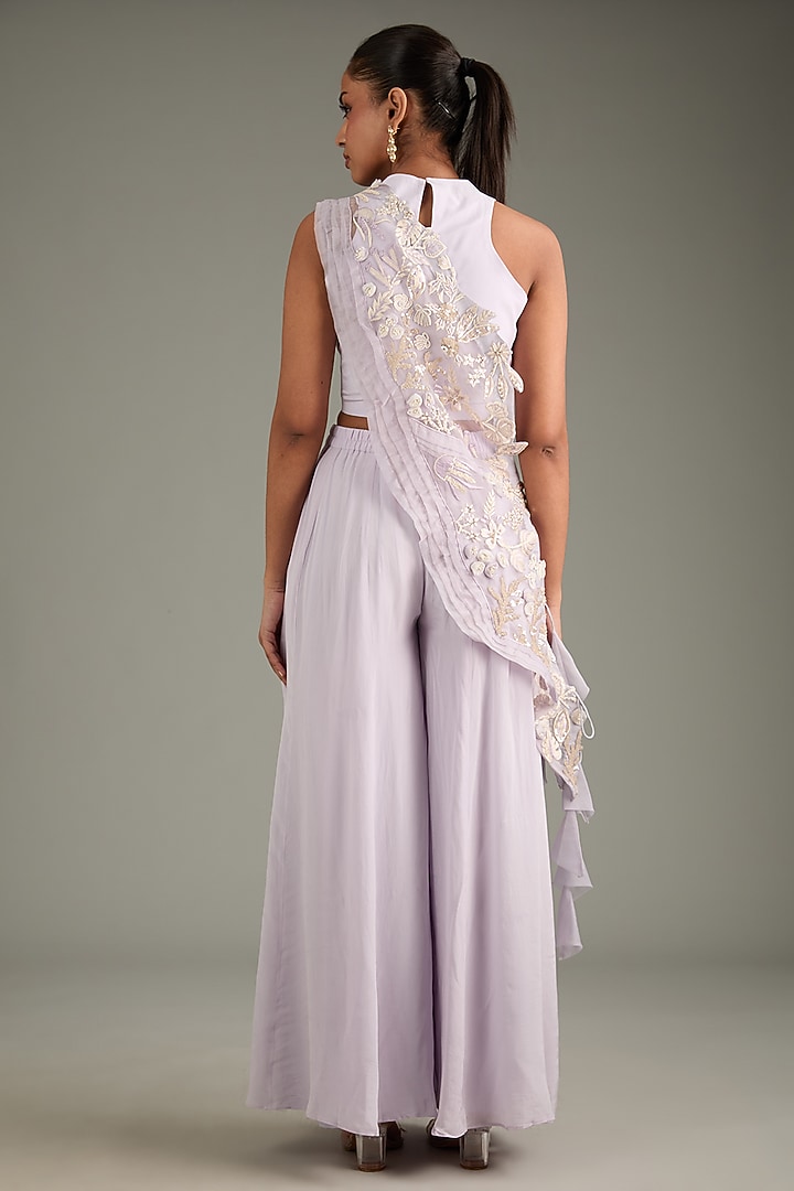 Purple Crepe Party Wear Sharara Set by Vyasa By Urvi at Pernia's Pop Up Shop