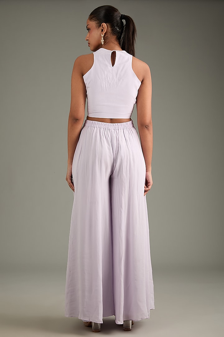 Purple Crepe Party Wear Sharara Set by Vyasa By Urvi at Pernia's Pop Up Shop