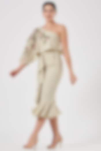 Mint Green Crepe Frilled Midi Vacation Dress by Vyasa By Urvi at Pernia's Pop Up Shop