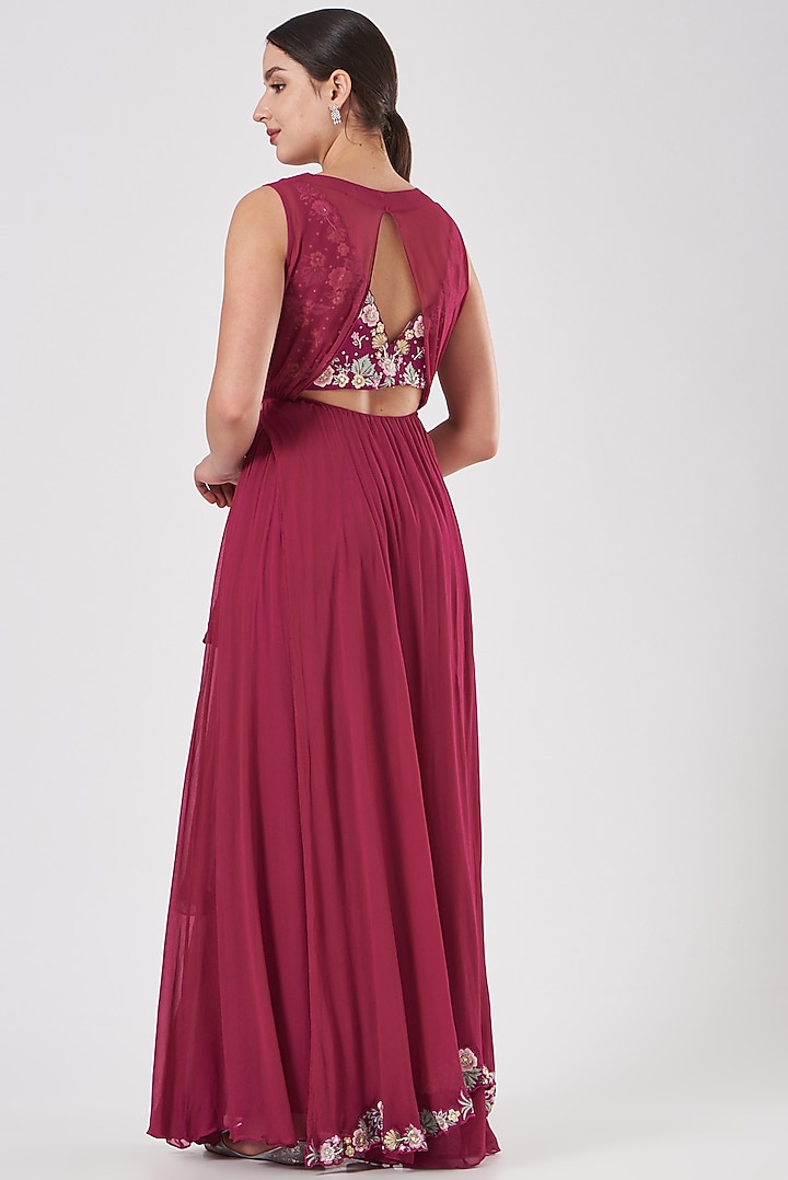 Purple Viscose Georgette Party Wear Sharara Set by Vyasa By Urvi at Pernia's Pop Up Shop