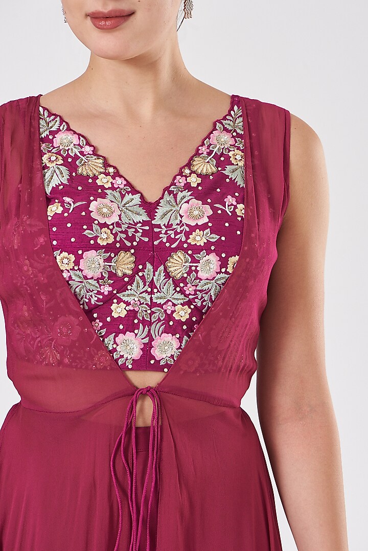 Purple Viscose Georgette Party Wear Sharara Set by Vyasa By Urvi at Pernia's Pop Up Shop
