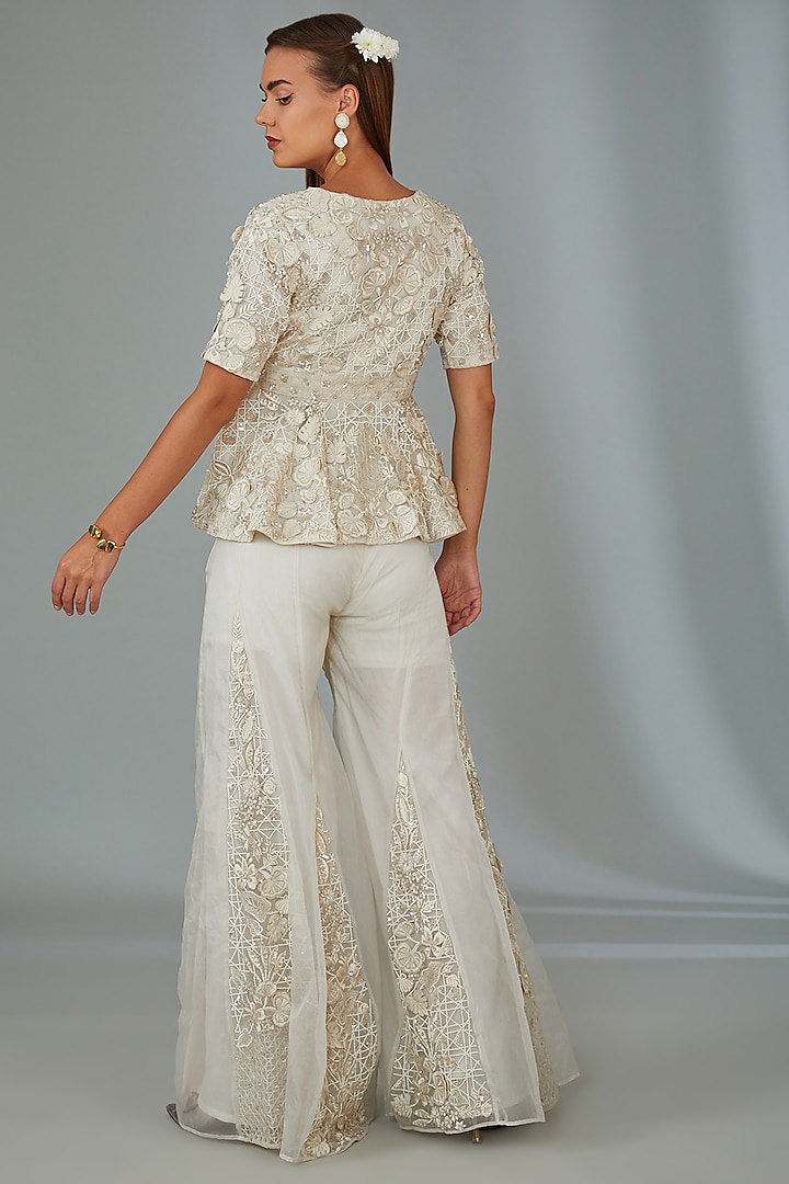 lvory Organza Wedding Sharara Set by Vyasa By Urvi at Pernia's Pop Up Shop