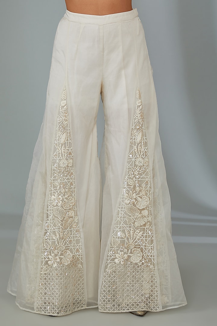 lvory Organza Wedding Sharara Set by Vyasa By Urvi at Pernia's Pop Up Shop