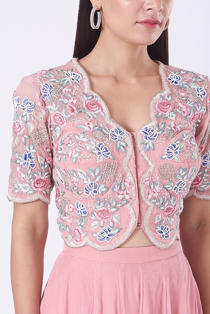 Blush Pink Frilled Lehenga Set For Girls by Vyasa by Urvi - Kids at Pernia's Pop Up Shop
