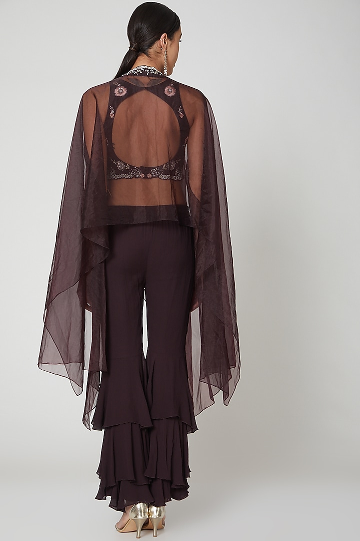 Wine Georgette Pant Set For Girls by Vyasa by Urvi - Kids at Pernia's Pop Up Shop