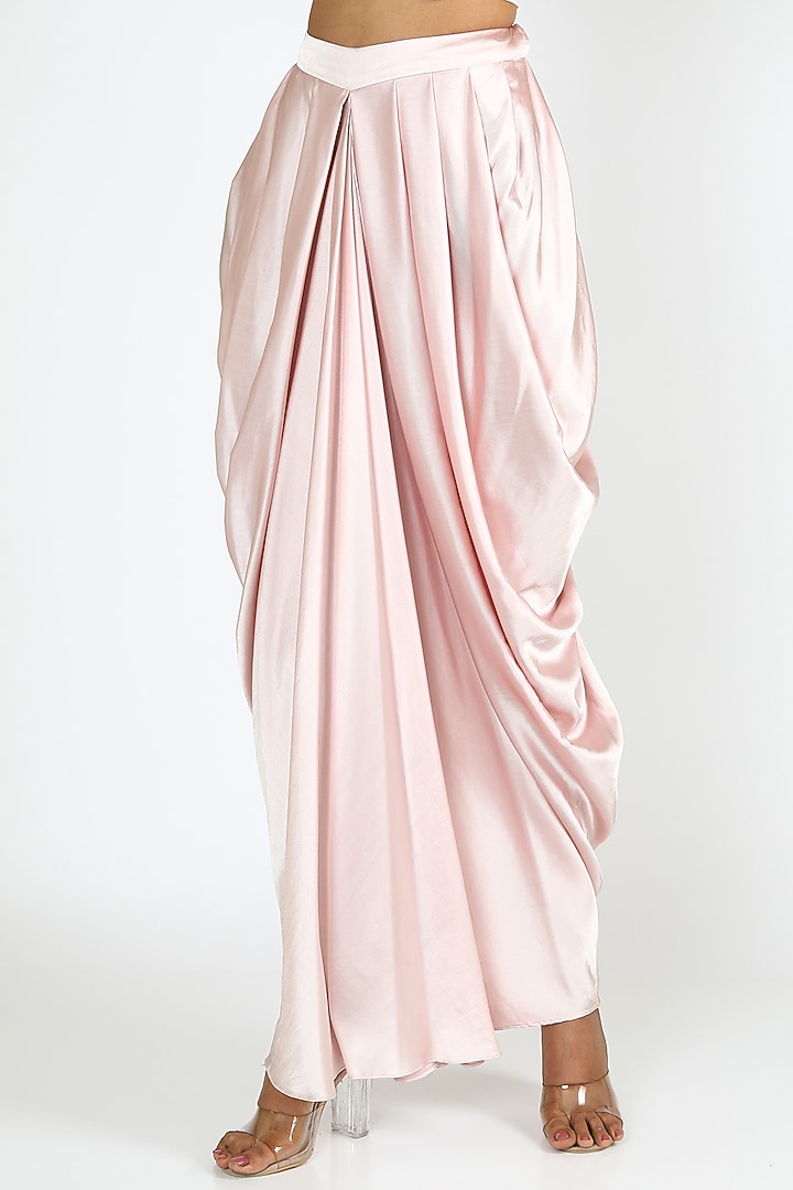 Light Pink Embroidered Pant Saree Set For Girls by Vyasa by Urvi - Kids at Pernia's Pop Up Shop