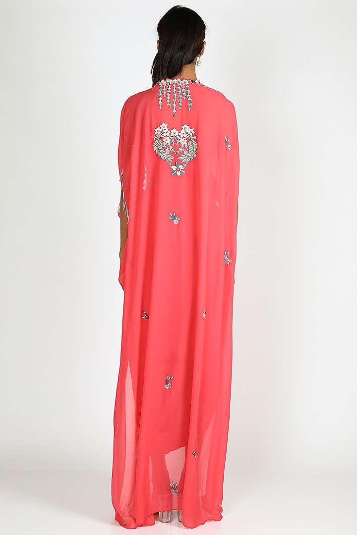 Pink Georgette Embroidered Draped Skirt Set For Girls by Vyasa by Urvi - Kids at Pernia's Pop Up Shop