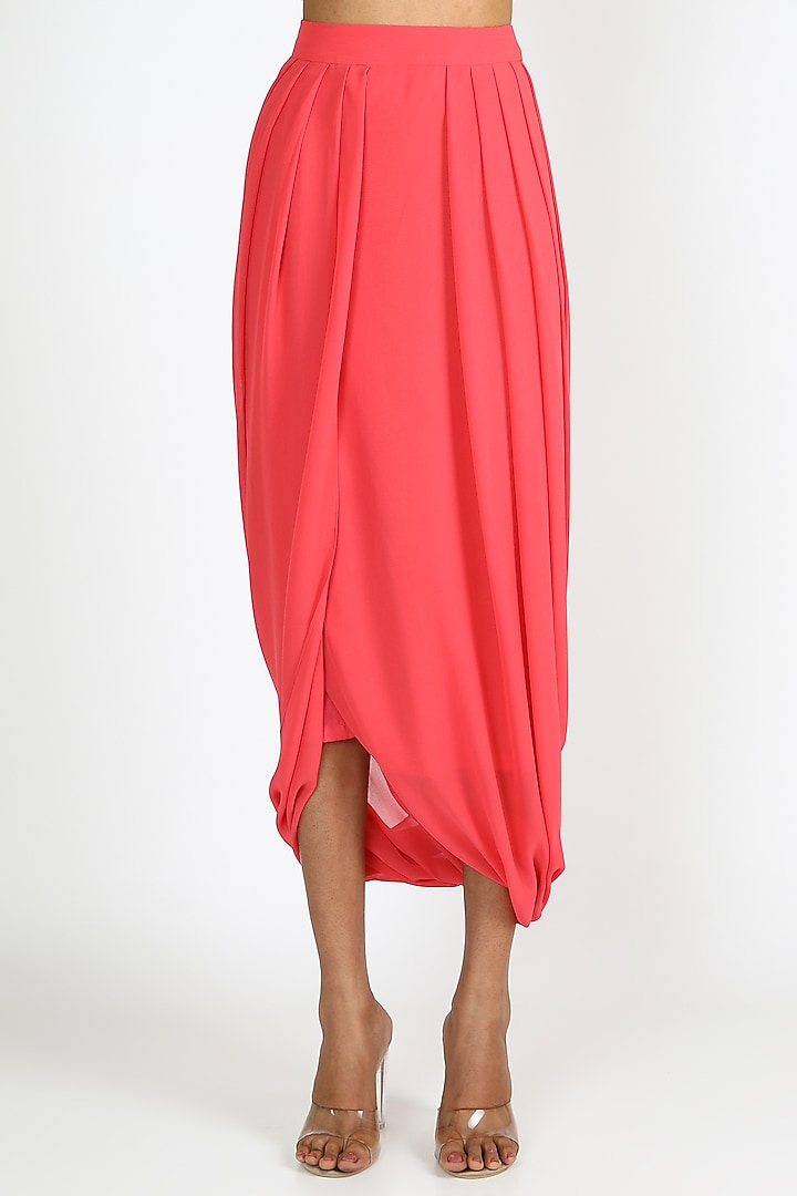 Pink Georgette Embroidered Draped Skirt Set For Girls by Vyasa by Urvi - Kids at Pernia's Pop Up Shop