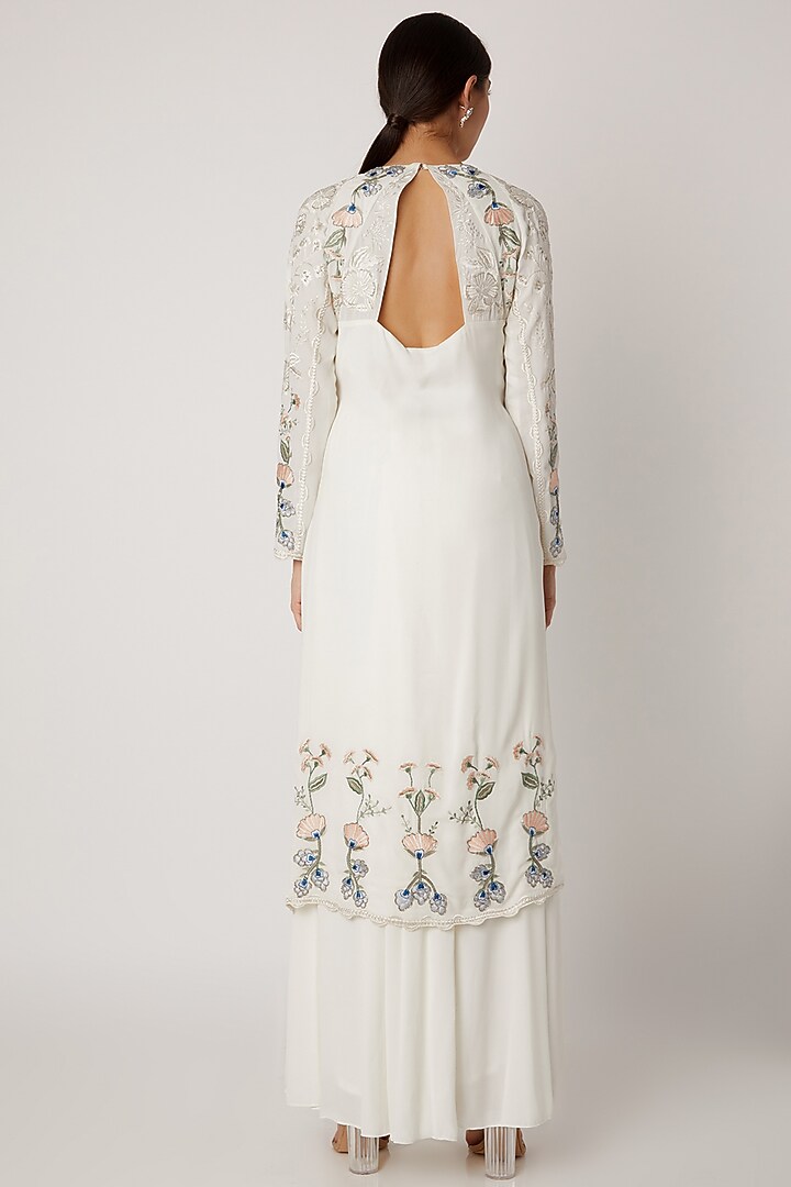 Ivory Georgette Embroidered Sharara Pants by Vyasa by Urvi - Kids at Pernia's Pop Up Shop