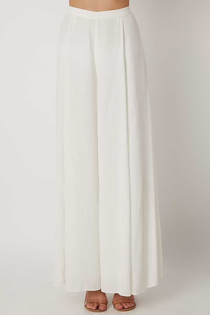 Ivory Georgette Embroidered Sharara Pants by Vyasa by Urvi - Kids at Pernia's Pop Up Shop
