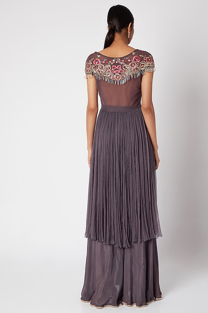 Purple Embroidered Sharara Set For Girls by Vyasa by Urvi - Kids at Pernia's Pop Up Shop