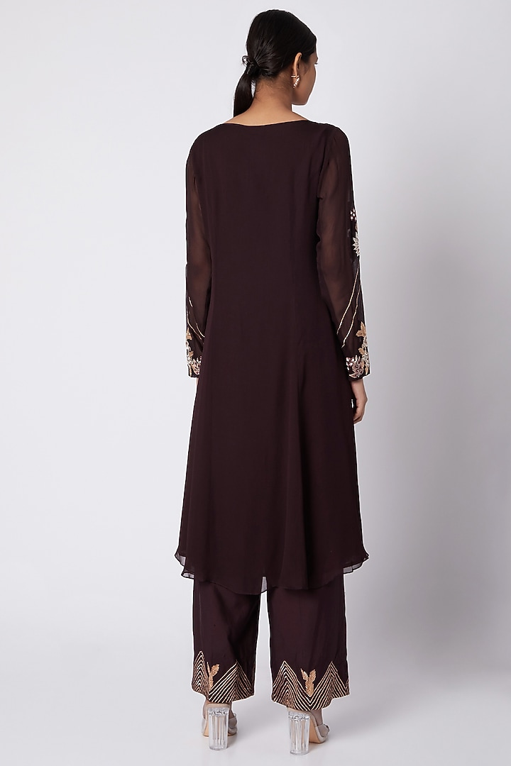 Wine Embroidered Tunic Set For Girls by Vyasa by Urvi - Kids at Pernia's Pop Up Shop