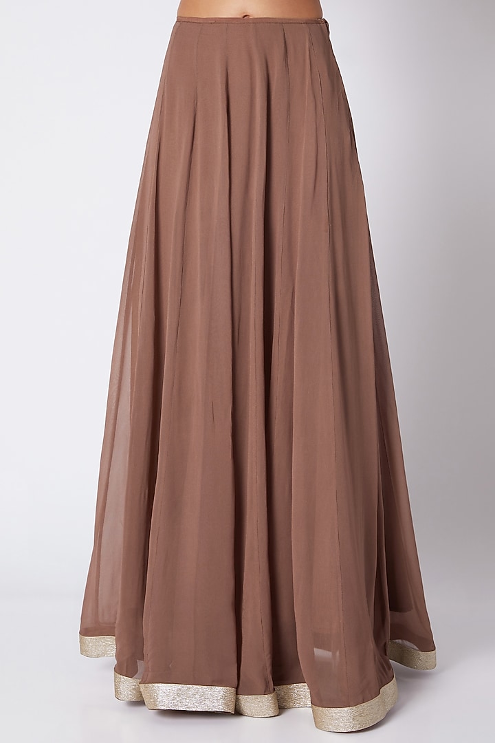 Brown Viscose Georgette Skirt Set For Girls by Vyasa by Urvi - Kids at Pernia's Pop Up Shop
