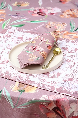 Pink Cotton Table Mat (Set of 4) by Vvyom