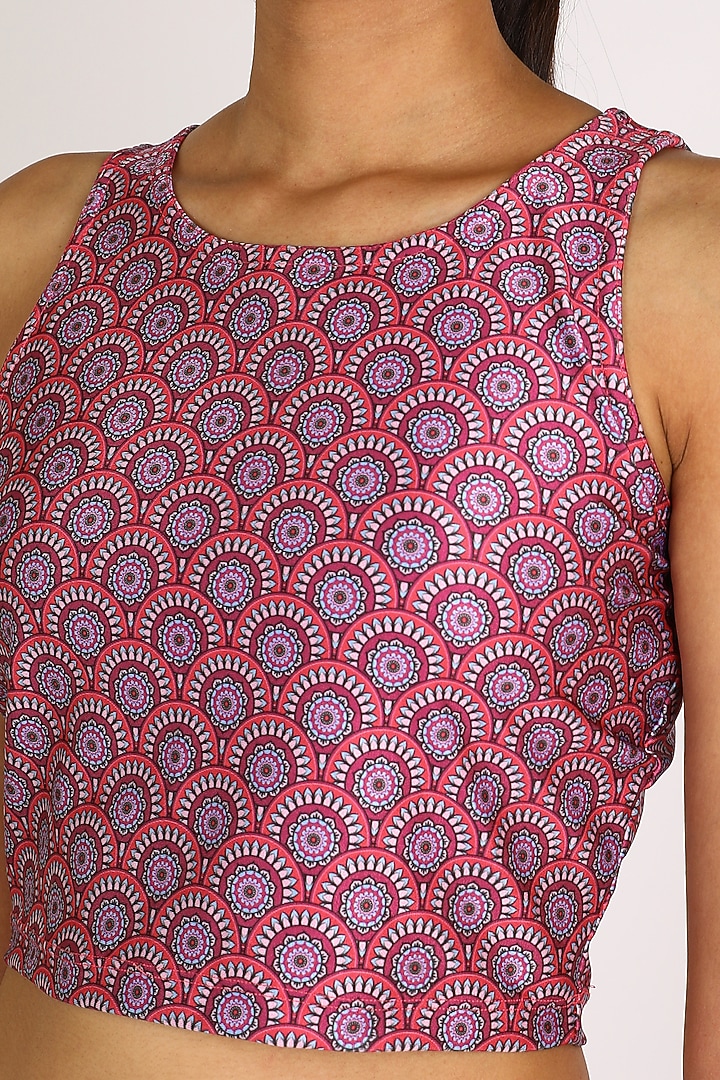 Pink Printed Crop Top by Mira Rae at Pernia's Pop Up Shop