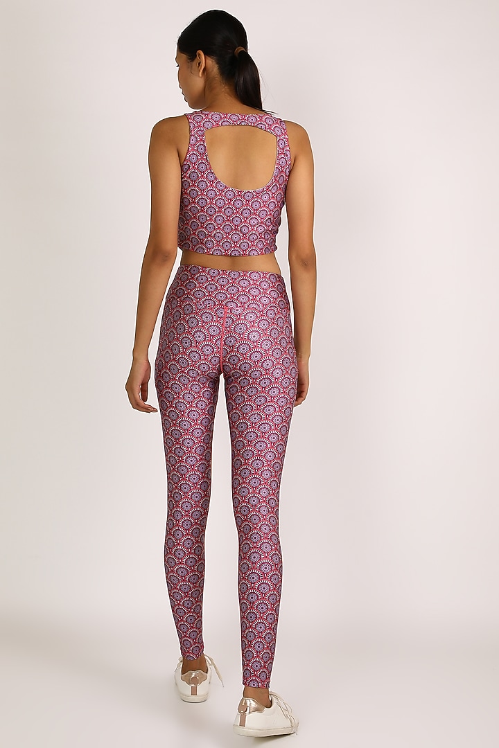 Pink Printed Leggings by Mira Rae at Pernia's Pop Up Shop