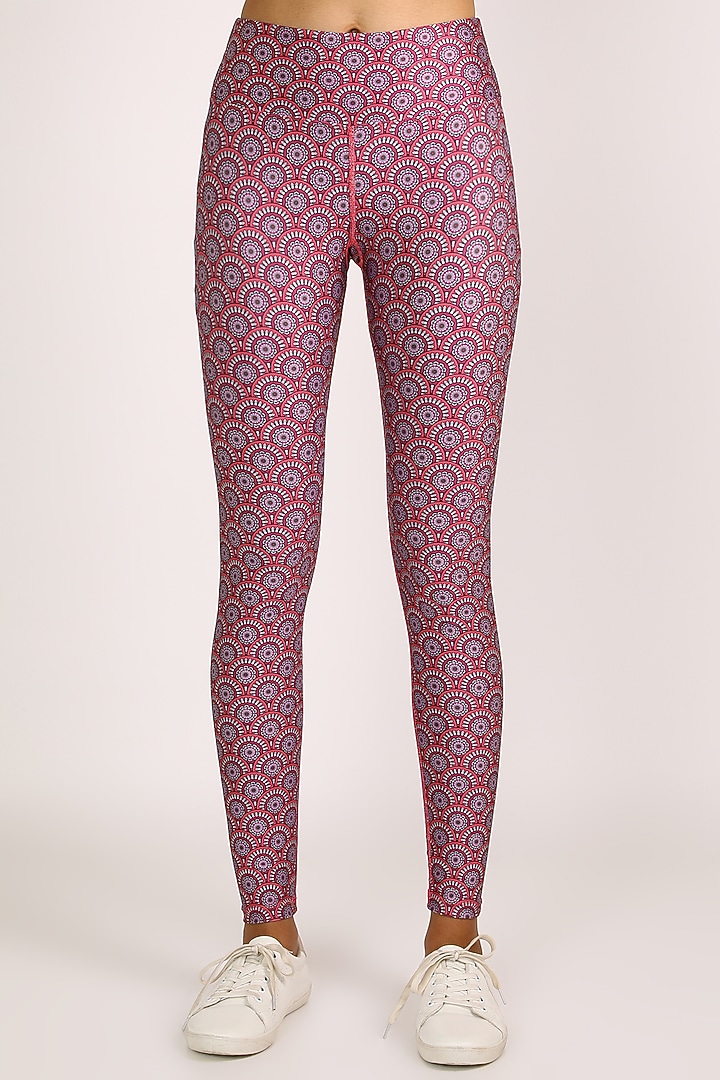 Pink Printed Leggings by Mira Rae at Pernia's Pop Up Shop