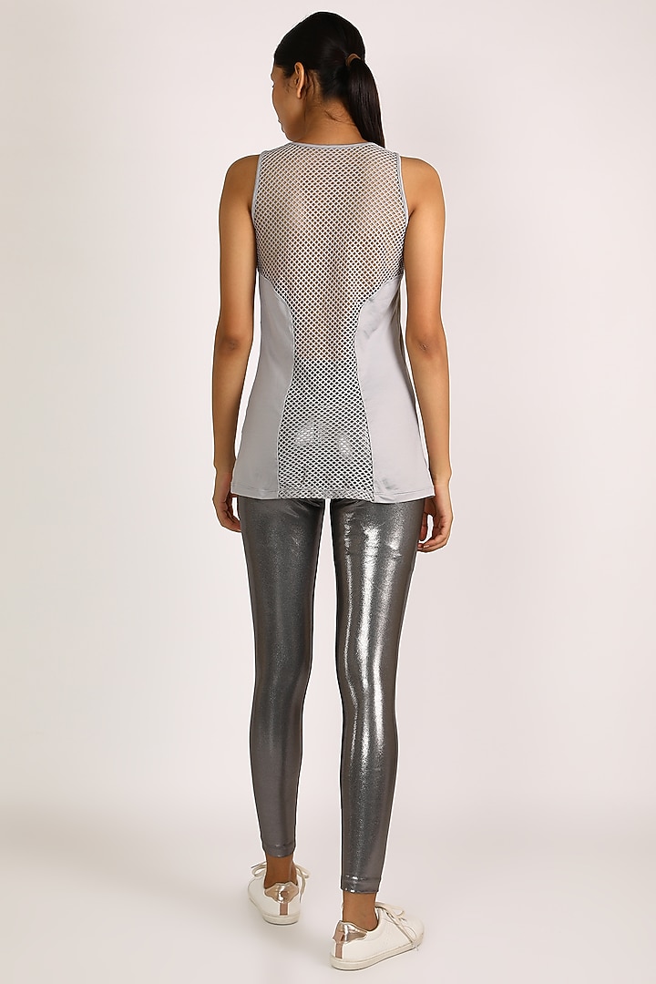 Grey Polyester Top by Mira Rae at Pernia's Pop Up Shop