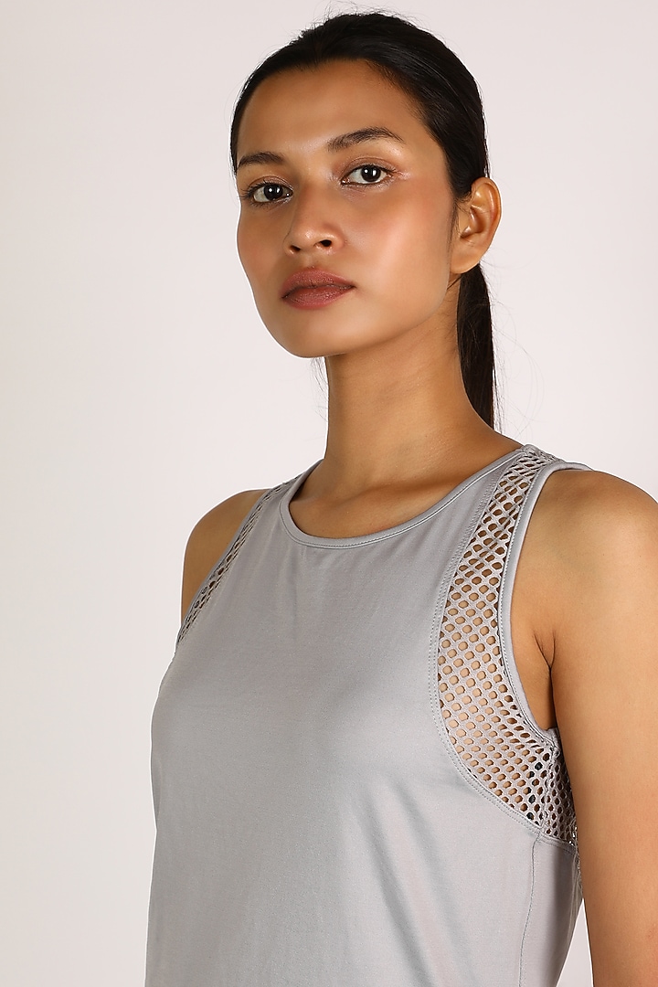 Grey Polyester Top by Mira Rae at Pernia's Pop Up Shop